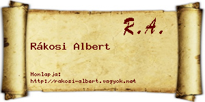 Rákosi Albert névjegykártya